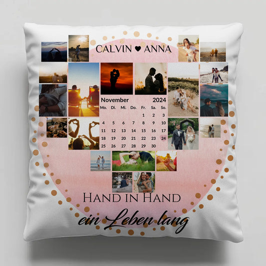 Personalisiertes Kissen Paare Fotocollage Hand In Hand Lebenslang