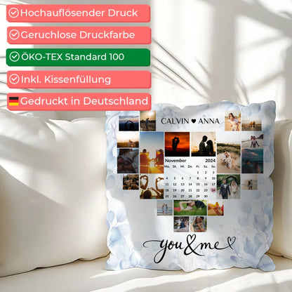 Personalisiertes Liebes Kissen mit Fotocollage You & Me