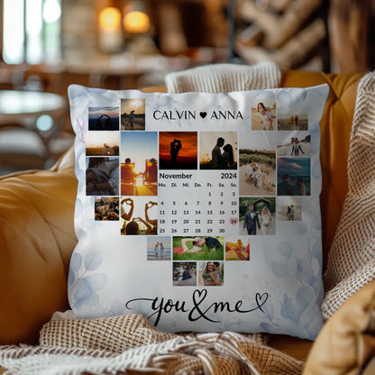 Personalisiertes Liebes Kissen mit Fotocollage You & Me