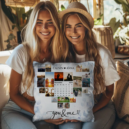 Personalisiertes Liebes Kissen mit Fotocollage You & Me