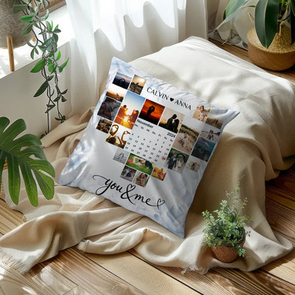 Personalisiertes Liebes Kissen mit Fotocollage You & Me