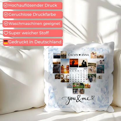 Personalisiertes Liebes Kissen mit Fotocollage You & Me
