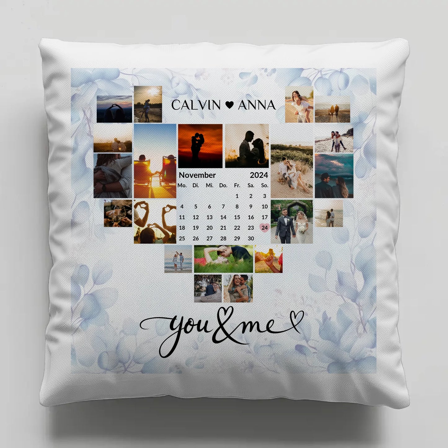 Personalisiertes Liebes Kissen mit Fotocollage You & Me