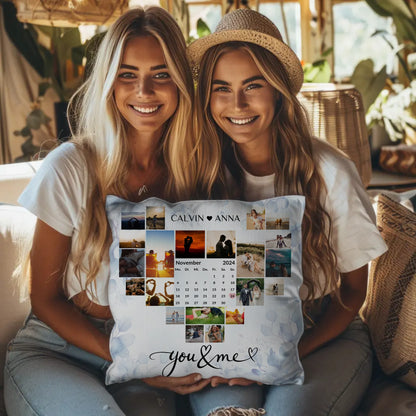Personalisiertes Liebes Kissen mit Fotocollage You & Me