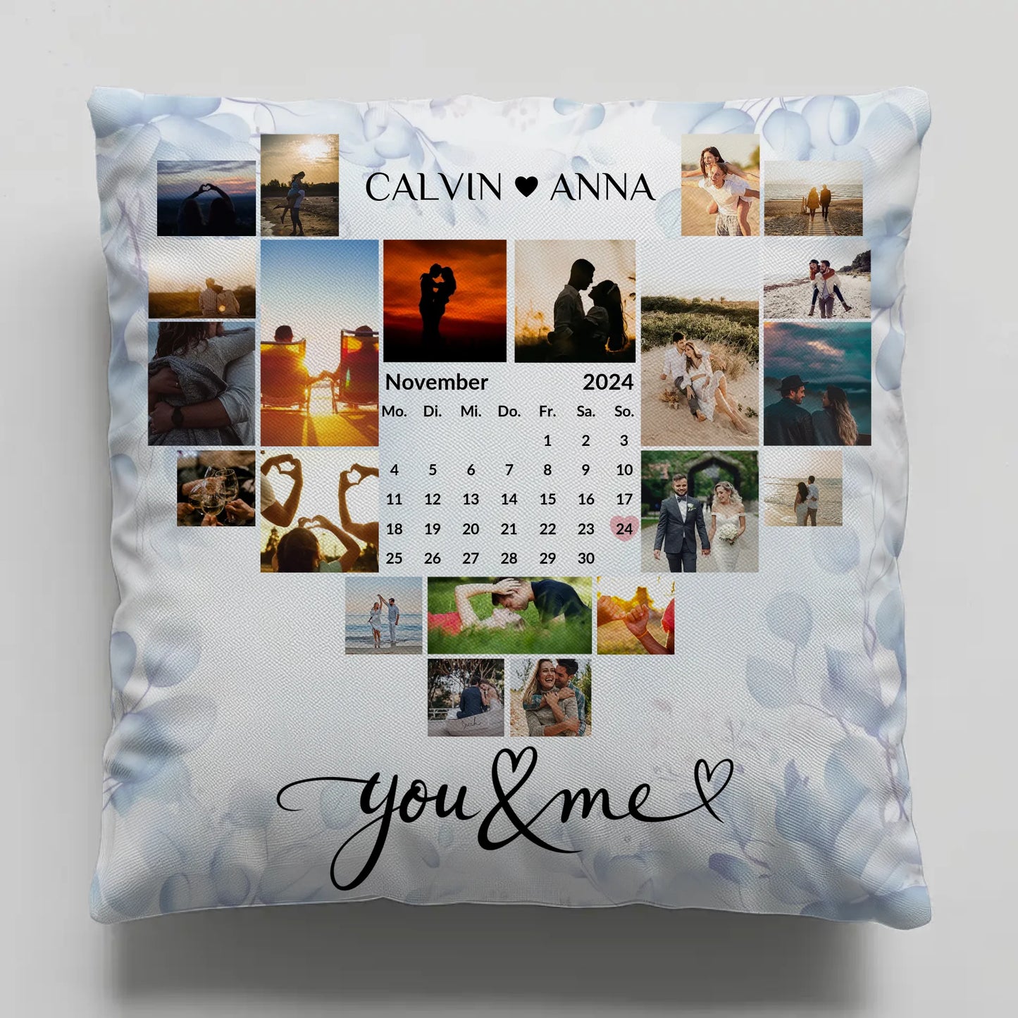 Personalisiertes Liebes Kissen mit Fotocollage You & Me