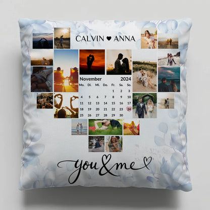 Personalisiertes Liebes Kissen mit Fotocollage You & Me