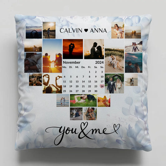 Personalisiertes Liebes Kissen mit Fotocollage You & Me