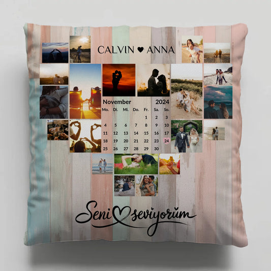 Kissen Personalisiert Fotocollage Seni Seviyorum Geschenkidee