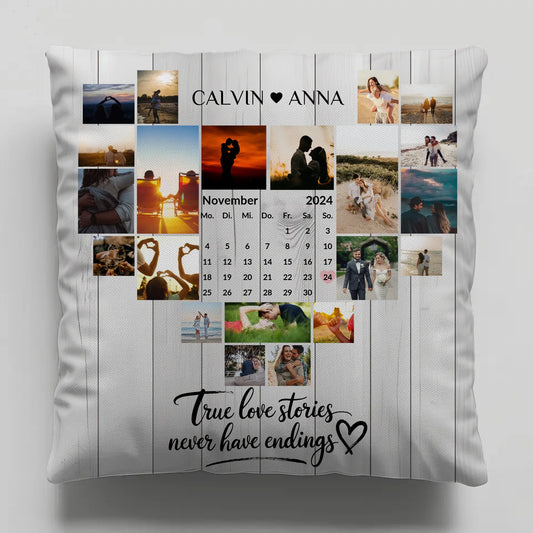 Personalisiertes Fotokissen mit Fotocollage True Love Stories