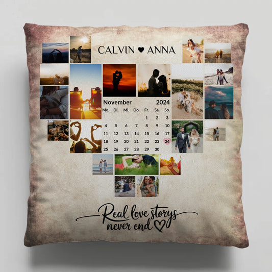 Personalisiertes Liebes Kissen Fotocollage Real Love Storys
