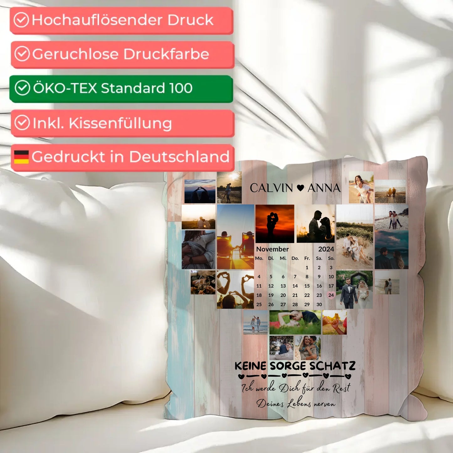 Personalisiertes Fotokissen Fotocollage Keine Sorge Schatz Ewig Nerven