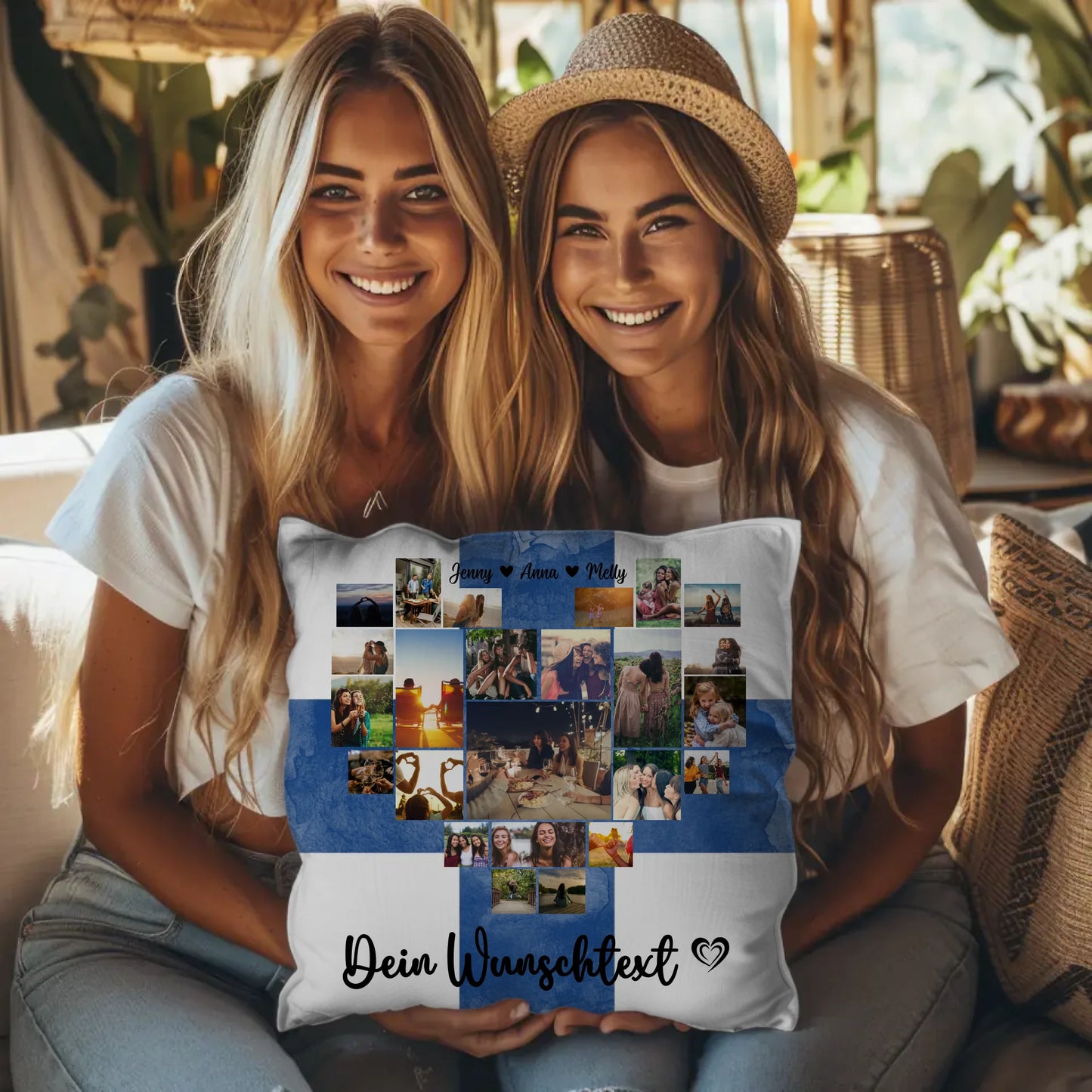 Personalisierte Fotokissen Fotocollage Beste Freundin Finnland