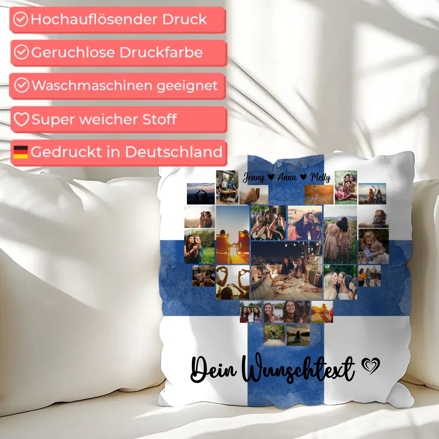 Personalisierte Fotokissen Fotocollage Beste Freundin Finnland