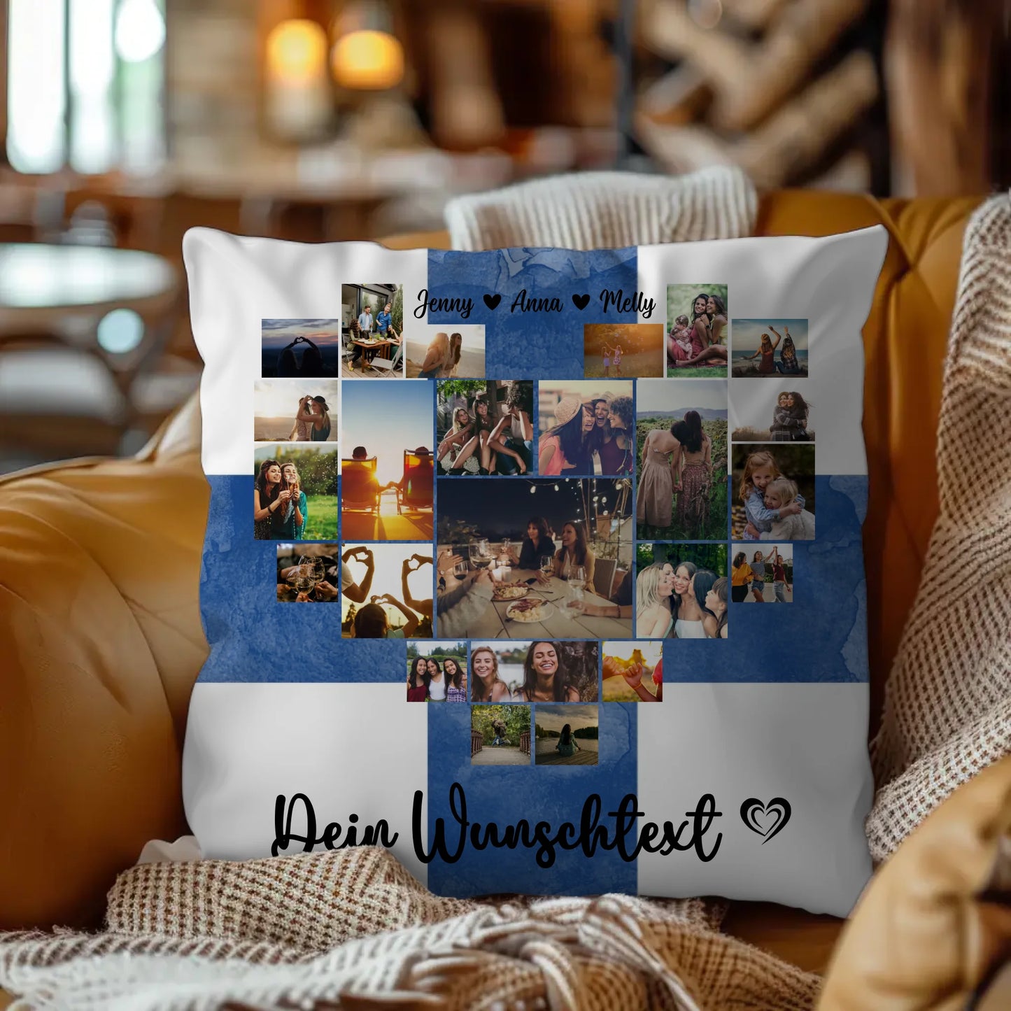 Personalisierte Fotokissen Fotocollage Beste Freundin Finnland