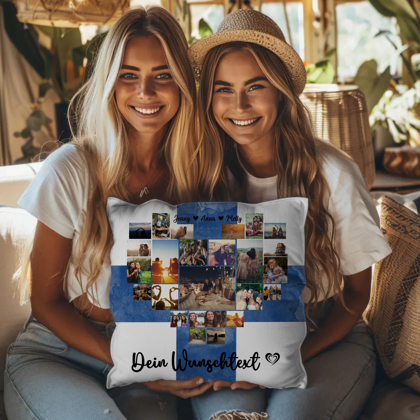 Personalisierte Fotokissen Fotocollage Beste Freundin Finnland