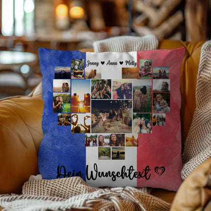 Fotokissen Urlaub für Beste Freundin mit Frankreich Motiv