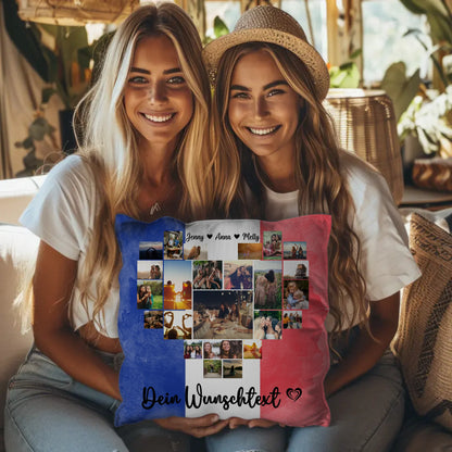 Fotokissen Urlaub für Beste Freundin mit Frankreich Motiv