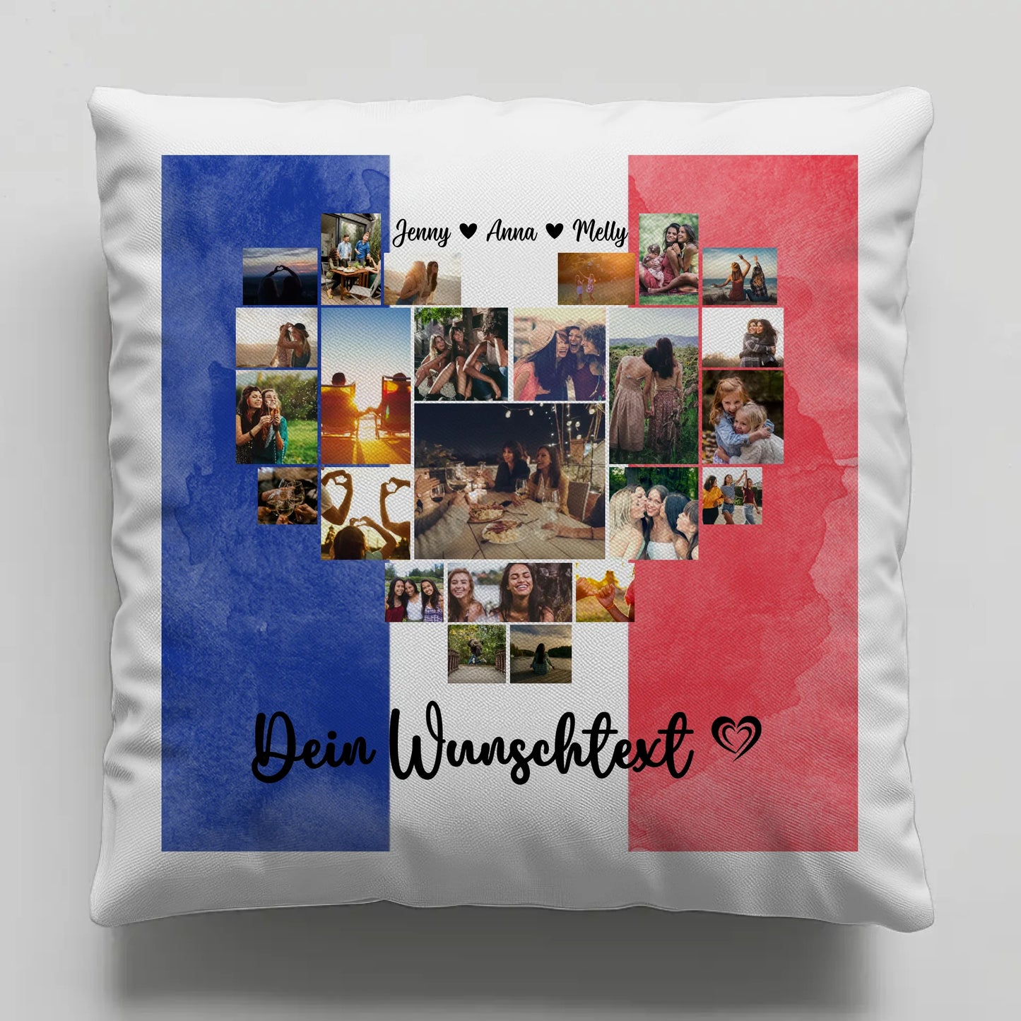 Fotokissen Urlaub für Beste Freundin mit Frankreich Motiv