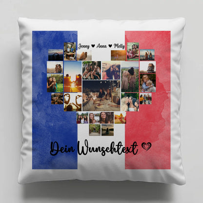 Fotokissen Urlaub für Beste Freundin mit Frankreich Motiv