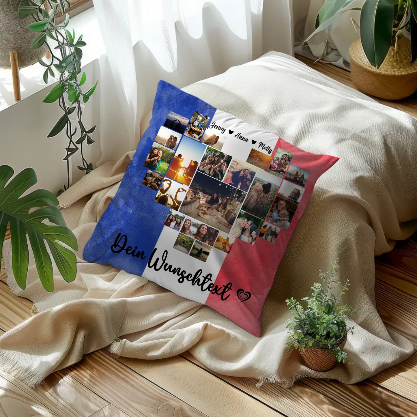 Fotokissen Urlaub für Beste Freundin mit Frankreich Motiv