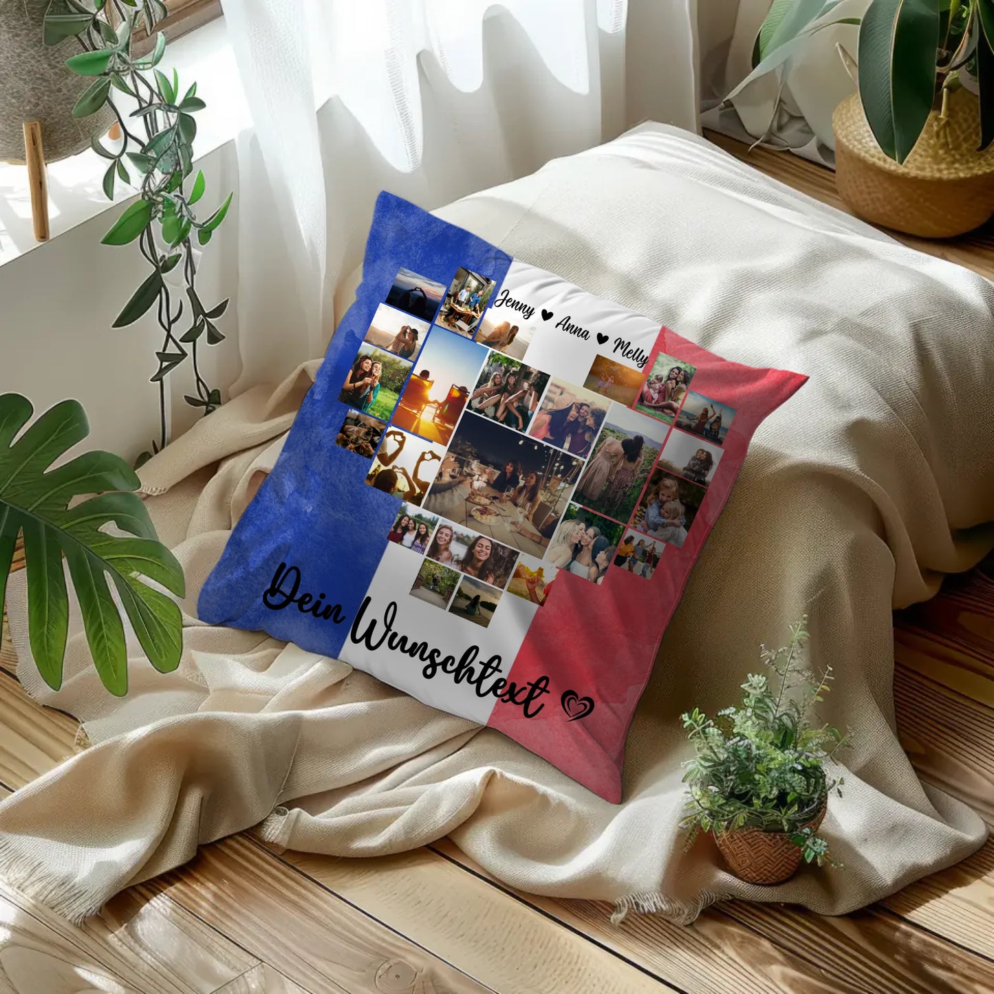 Fotokissen Urlaub für Beste Freundin mit Frankreich Motiv