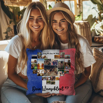 Fotokissen Urlaub für Beste Freundin mit Frankreich Motiv