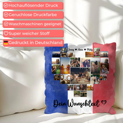 Fotokissen Urlaub für Beste Freundin mit Frankreich Motiv