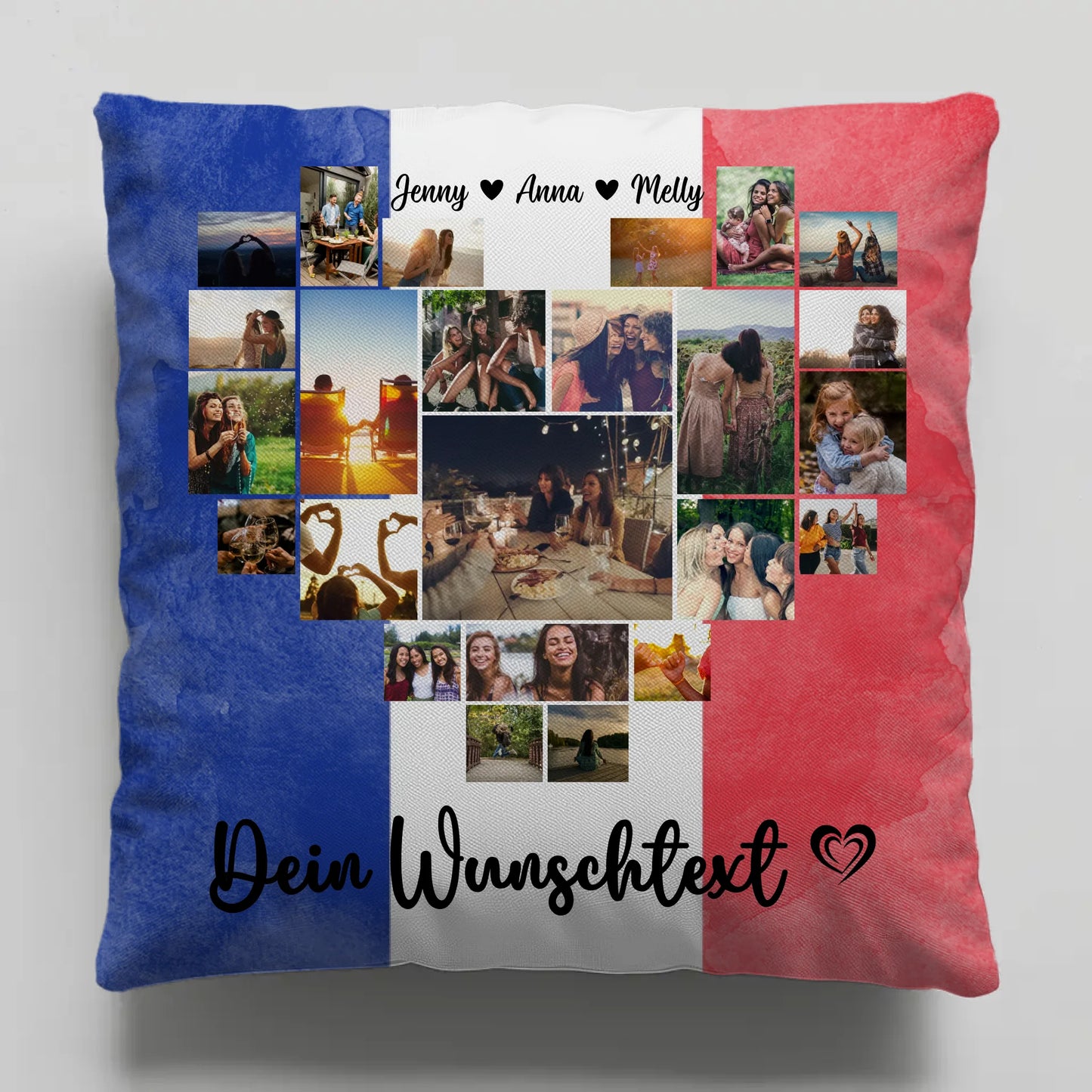 Fotokissen Urlaub für Beste Freundin mit Frankreich Motiv