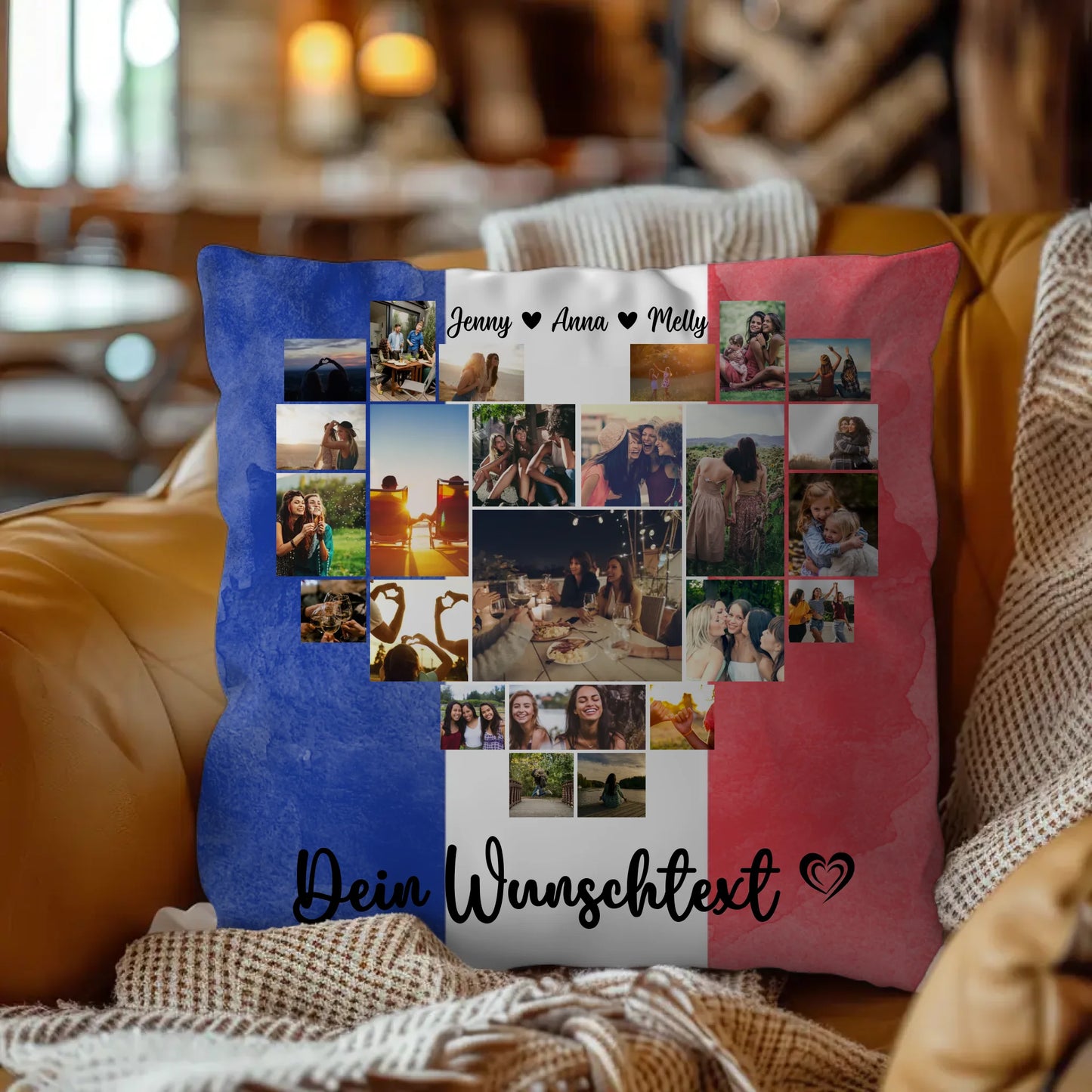 Fotokissen Urlaub für Beste Freundin mit Frankreich Motiv