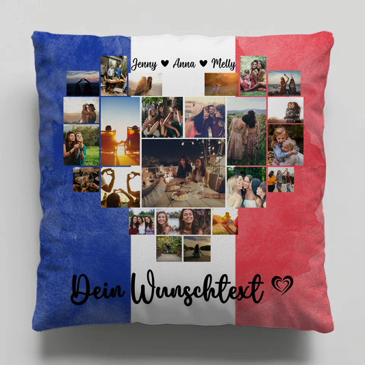 Fotokissen Urlaub für Beste Freundin mit Frankreich Motiv