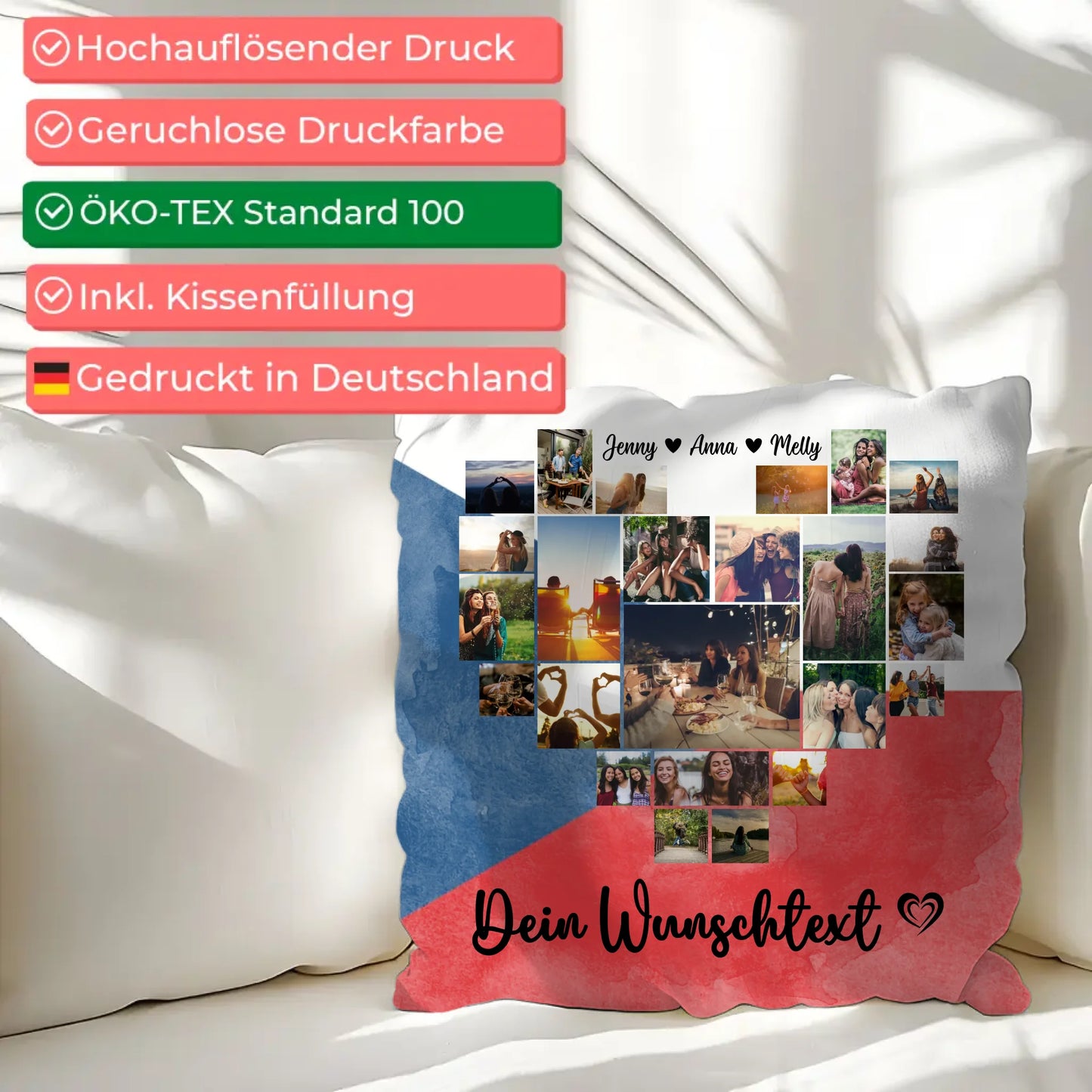 Personalisiertes Liebes Kissen für den Urlaub in Tschechien