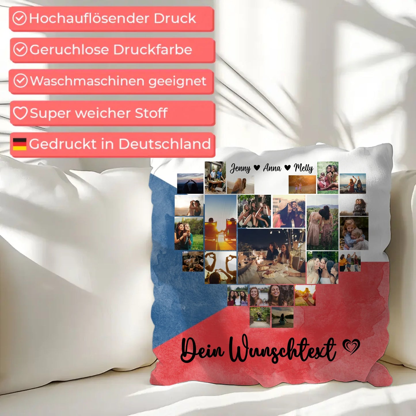 Personalisiertes Liebes Kissen für den Urlaub in Tschechien