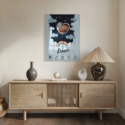 Personalisiertes Geburtsposter Acrylglas Bild Herz Stern