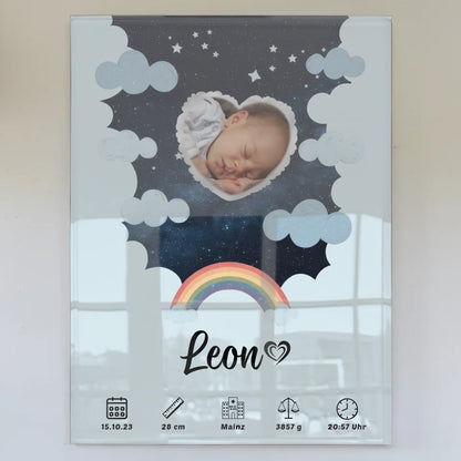 Personalisiertes Geburtsposter Acrylglas Bild Herz Stern