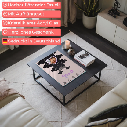 Geburtsposter Acrylglas Personalisiert Foto Herz Sternchen