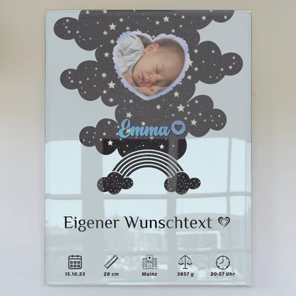 Personalisierte Acrylglas Foto Poster Geburt Herz Mädchen