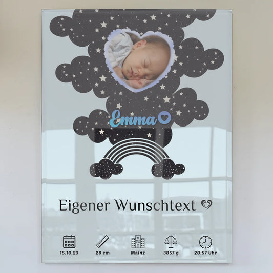 Personalisierte Acrylglas Foto Poster Geburt Herz Mädchen