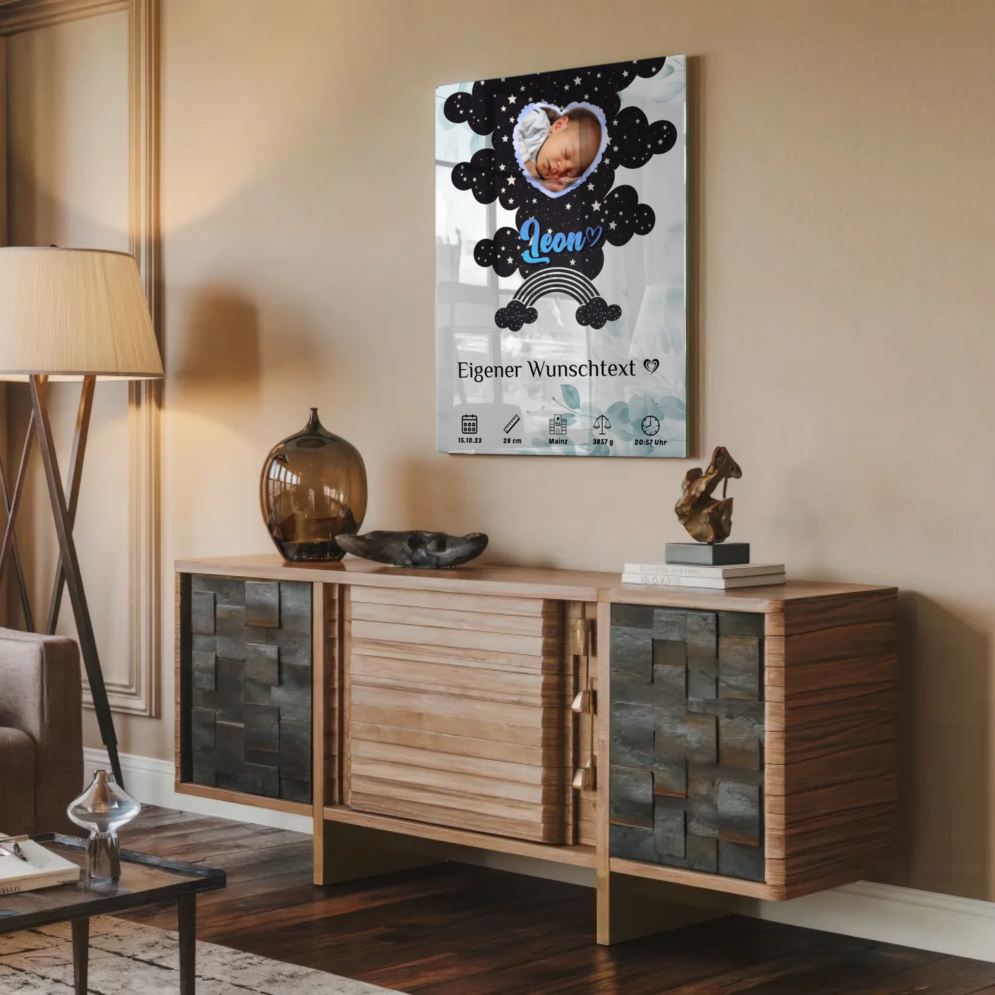 Herz Foto Personalisierte Acrylglas Poster Geburt Baby