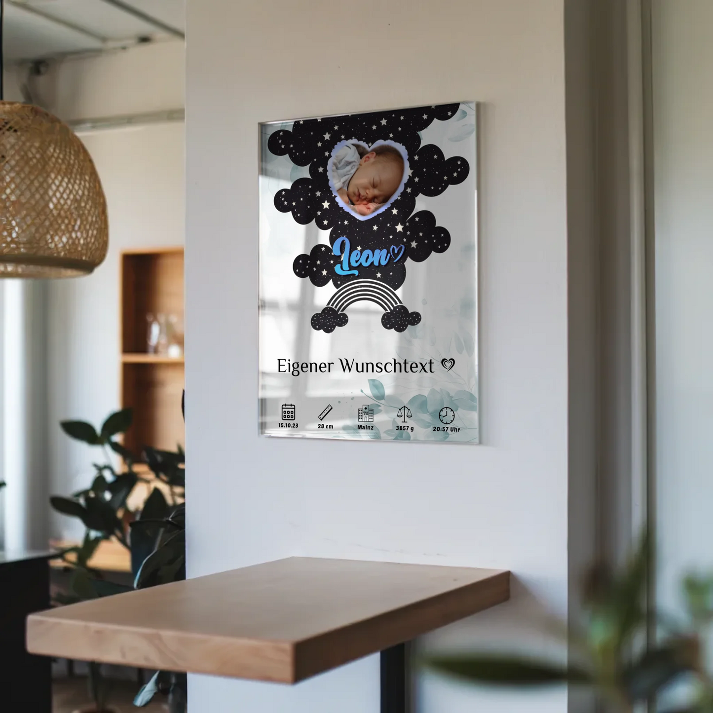 Herz Foto Personalisierte Acrylglas Poster Geburt Baby