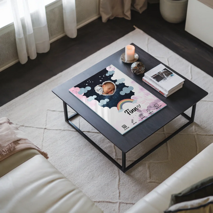 Herz Foto Plakat Acrylglas Bild Geburt Baby Rosa