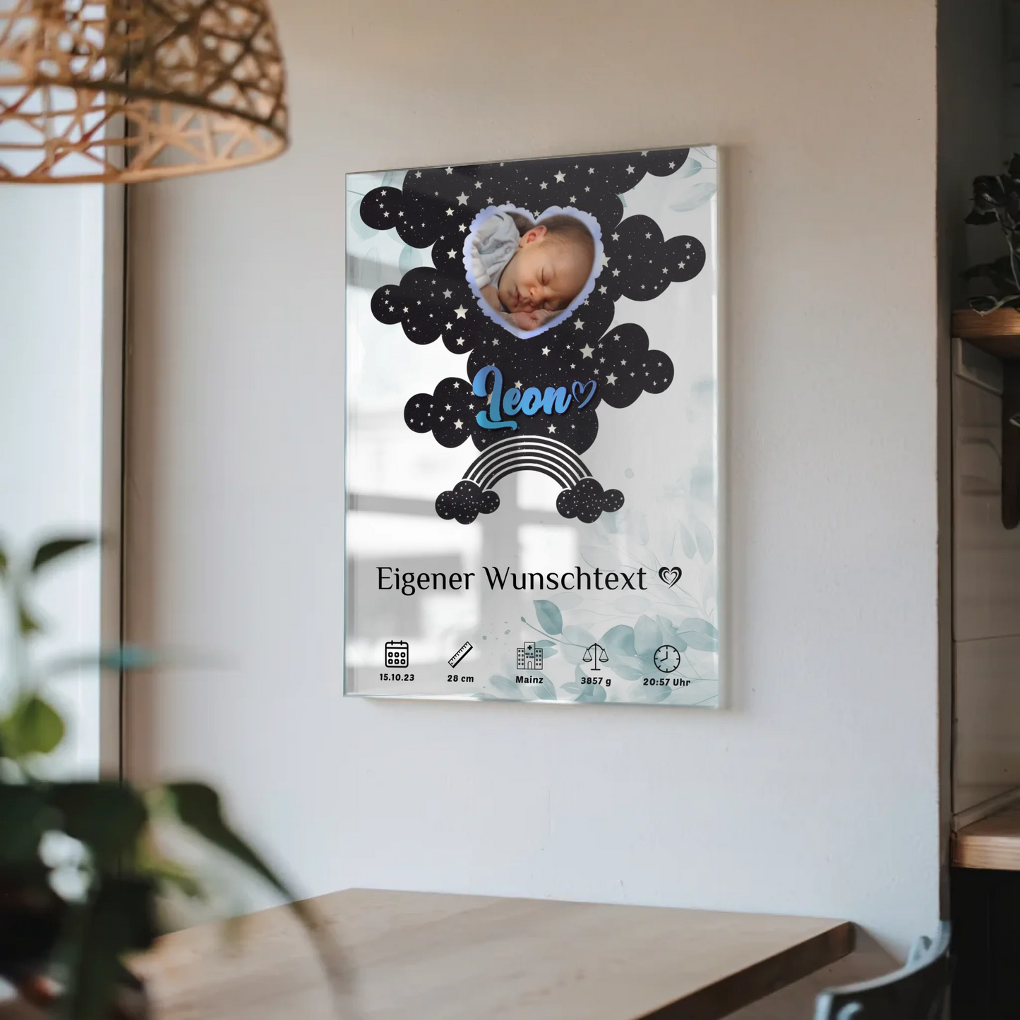 Herz Foto Personalisierte Acrylglas Poster Geburt Baby