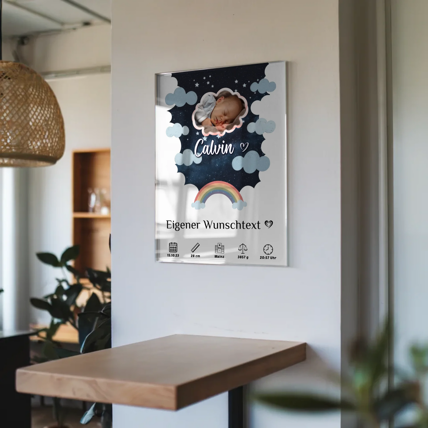 Geburt Bild Acrylglas Foto Wolke für Mädchen Jungen