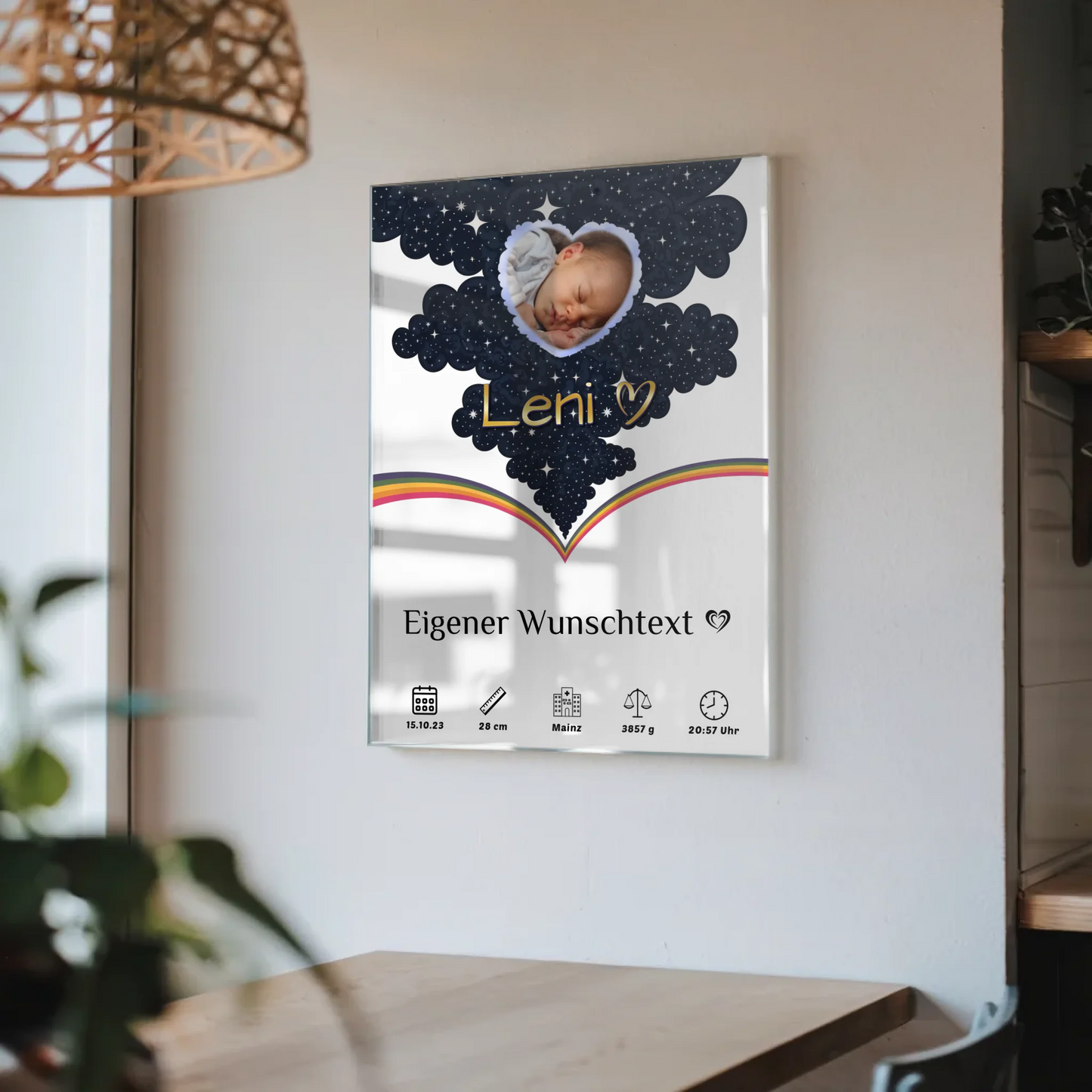 Acrylglas Bild Zur Geburt Mädchen Jungen Foto Herz