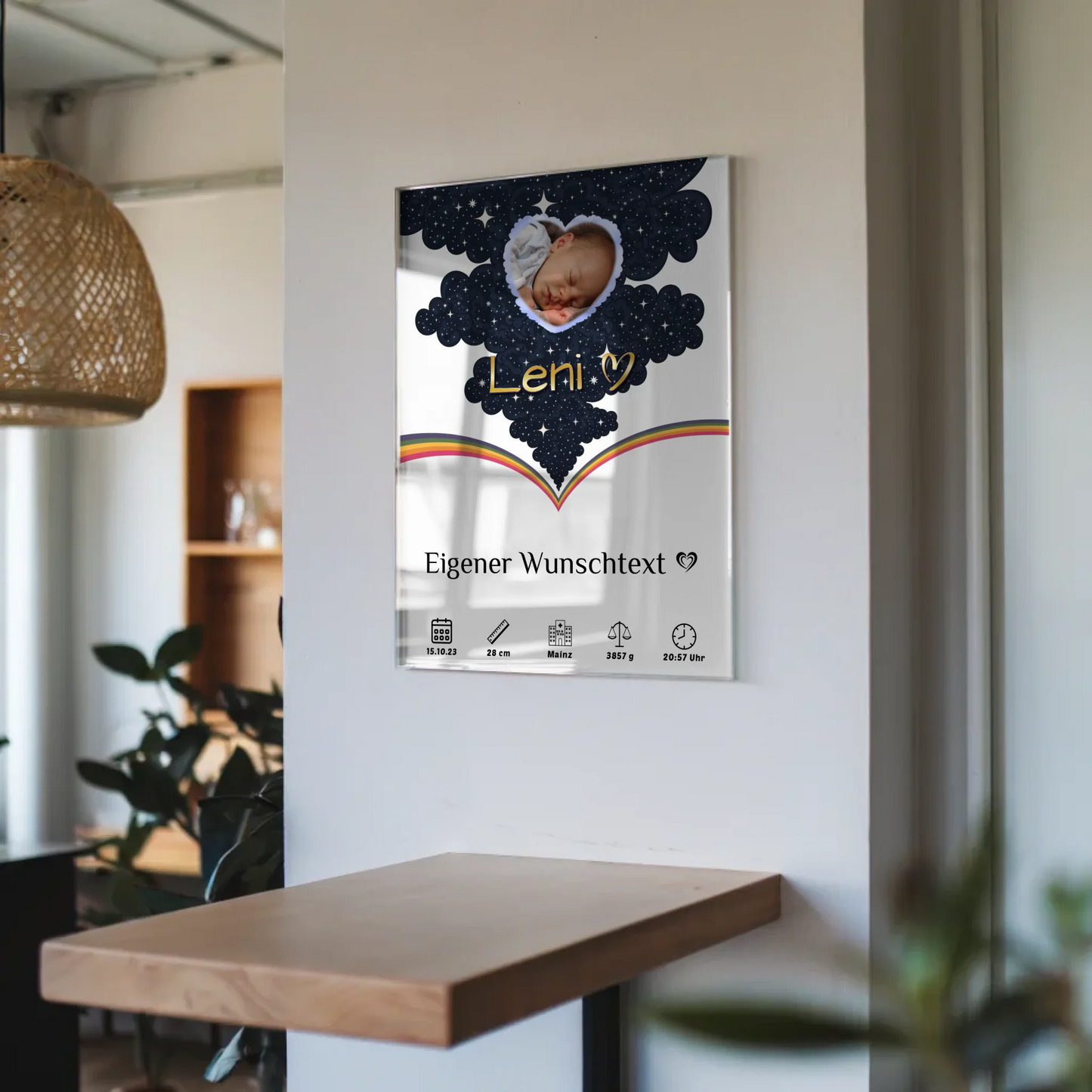 Acrylglas Bild Zur Geburt Mädchen Jungen Foto Herz