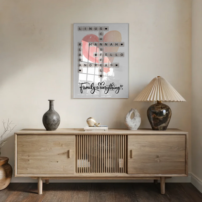 Personalisierte Acrylglas Foto Poster Familie Scrabble Design