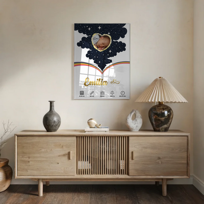 Acrylglas Bild Geburtsdaten Foto Herz Mädchen Jungen