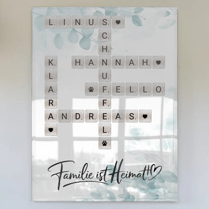 Acrylglas Bild Familienbild Personalisiert Kreuzworträtsel