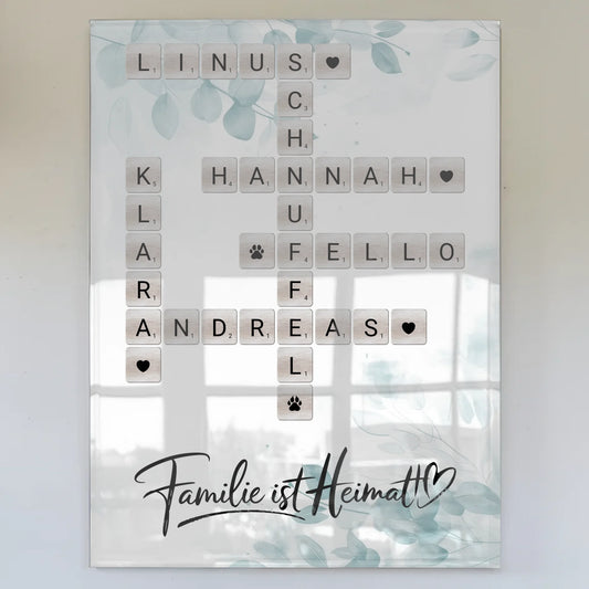 Acrylglas Bild Familienbild Personalisiert Kreuzworträtsel