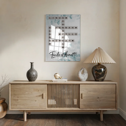 Acrylglas Bild Familienbild Personalisiert Kreuzworträtsel