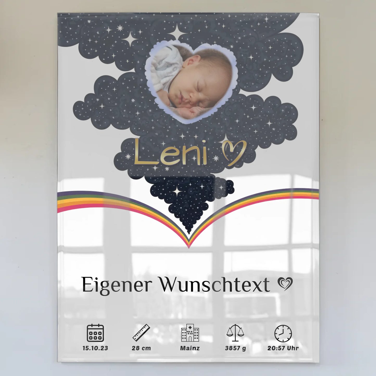 Acrylglas Bild Zur Geburt Mädchen Jungen Foto Herz